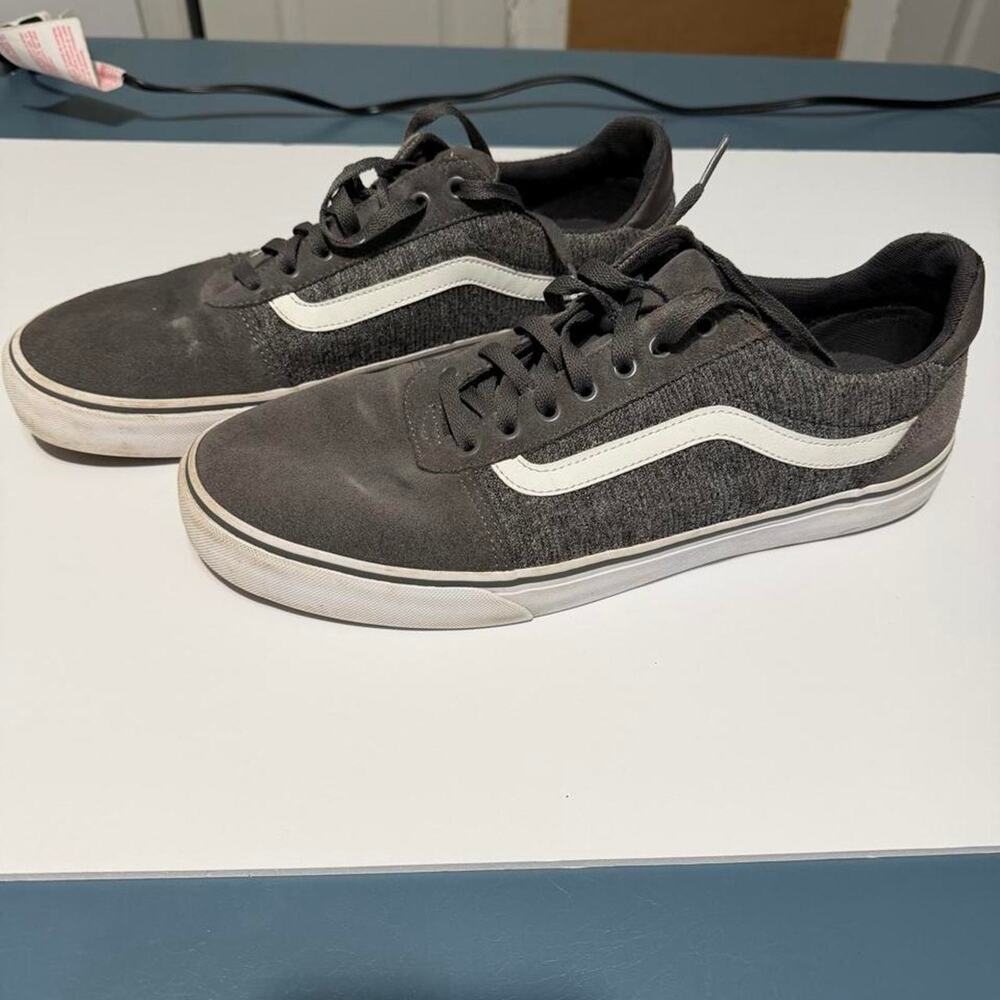 Vans Ward Mens Gray Heather Suede Canvas Low Top Skate Shoes Size 13